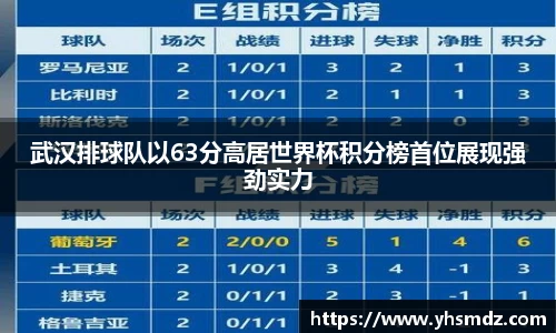 武汉排球队以63分高居世界杯积分榜首位展现强劲实力